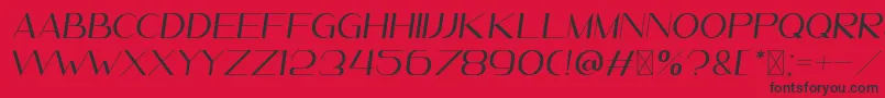 Czcionka Leander ItalicDemo – czarne czcionki na czerwonym tle