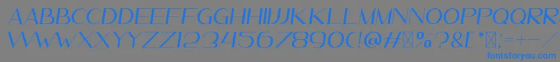 Fonte Leander ItalicDemo – fontes azuis em um fundo cinza