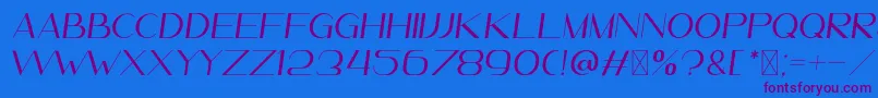 Leander ItalicDemo Font – Purple Fonts on Blue Background