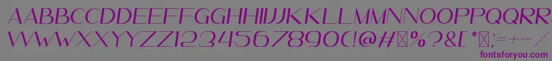 Шрифт Leander ItalicDemo – фиолетовые шрифты на сером фоне