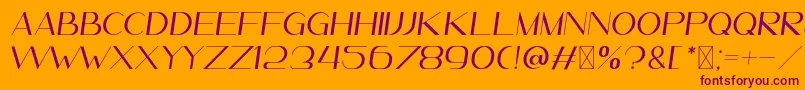 Leander ItalicDemo-Schriftart – Violette Schriften auf orangefarbenem Hintergrund