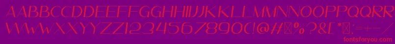 Шрифт Leander ItalicDemo – красные шрифты на фиолетовом фоне