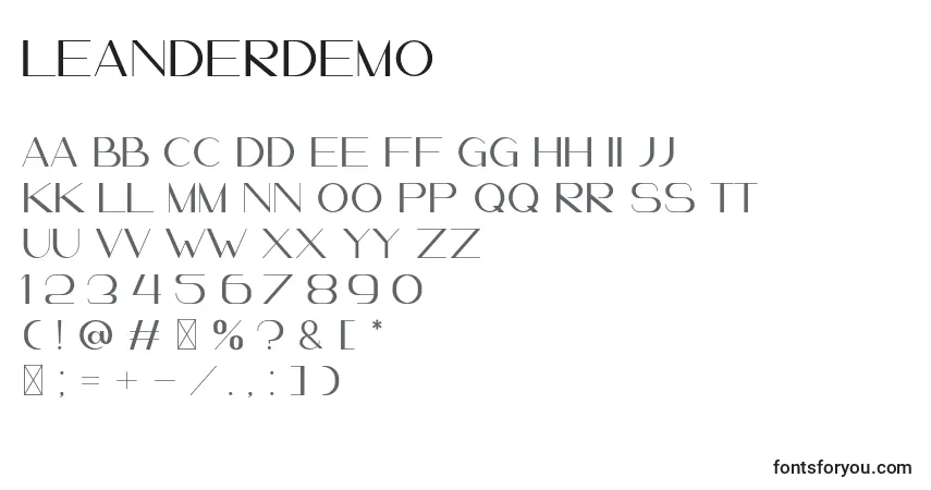 A fonte LeanderDemo – alfabeto, números, caracteres especiais