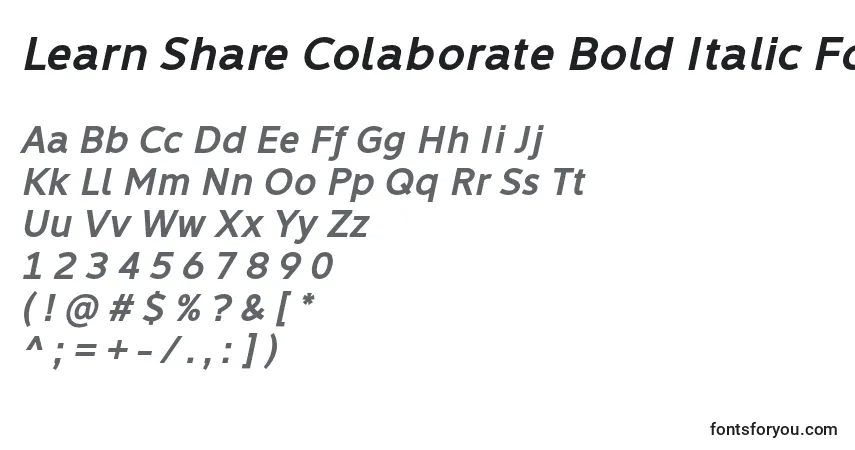 Шрифт Learn Share Colaborate Bold Italic Font by Situjuh 7NTypes – алфавит, цифры, специальные символы