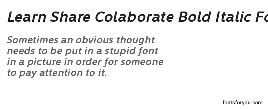 Reseña de la fuente Learn Share Colaborate Bold Italic Font by Situjuh 7NTypes
