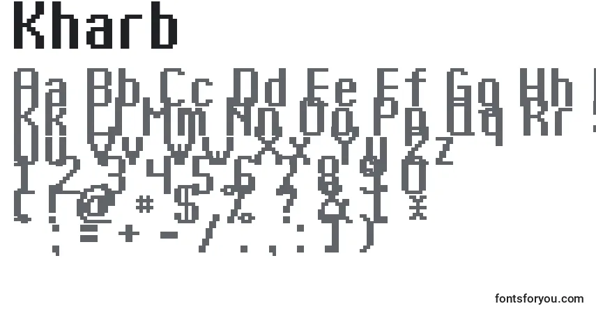 A fonte Kharb – alfabeto, números, caracteres especiais
