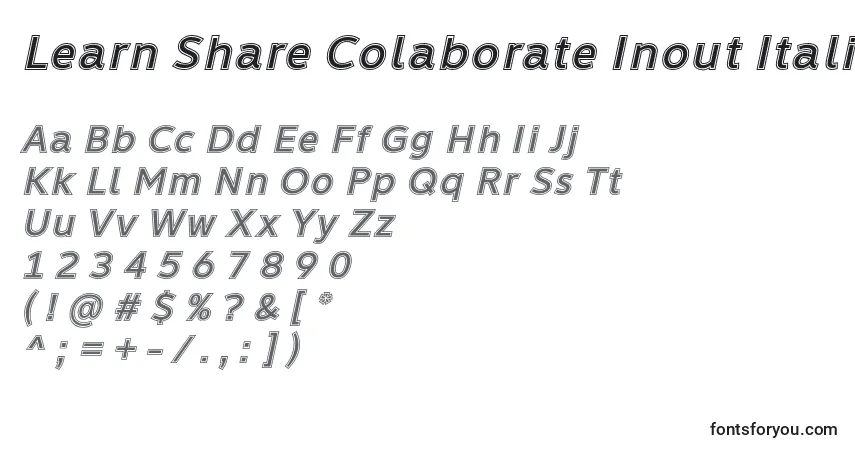 Fuente Learn Share Colaborate Inout Italic Font by Situjuh 7NTypes - alfabeto, números, caracteres especiales