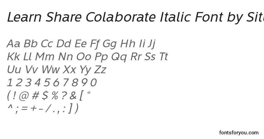 Шрифт Learn Share Colaborate Italic Font by Situjuh 7NTypes – алфавит, цифры, специальные символы