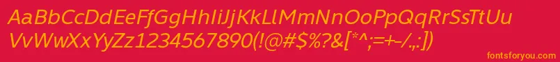 Czcionka Learn Share Colaborate Italic Font by Situjuh 7NTypes – pomarańczowe czcionki na czerwonym tle