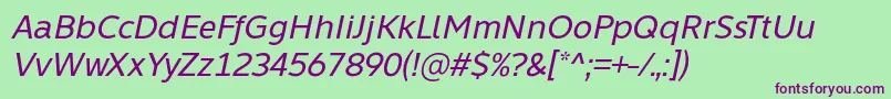 Czcionka Learn Share Colaborate Italic Font by Situjuh 7NTypes – fioletowe czcionki na zielonym tle