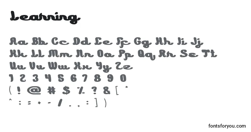 A fonte Learning (132376) – alfabeto, números, caracteres especiais