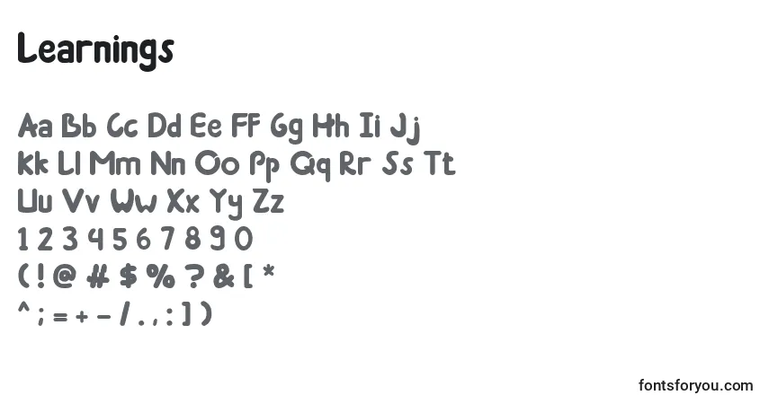 Fuente Learnings - alfabeto, números, caracteres especiales