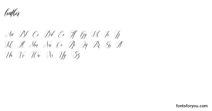 Schriftart Leather – Alphabet, Zahlen, spezielle Symbole