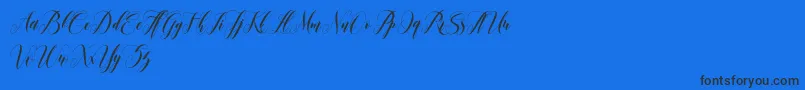 leather-Schriftart – Schwarze Schriften auf blauem Hintergrund