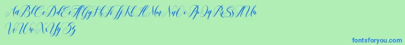 leather Font – Blue Fonts on Green Background