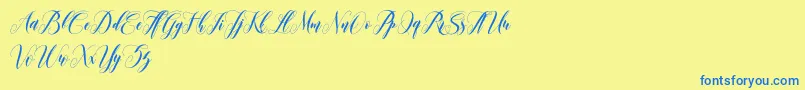 leather Font – Blue Fonts on Yellow Background