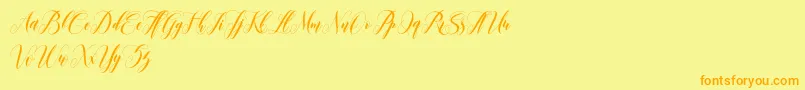 leather Font – Orange Fonts on Yellow Background