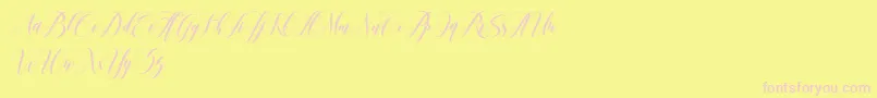 leather-Schriftart – Rosa Schriften auf gelbem Hintergrund