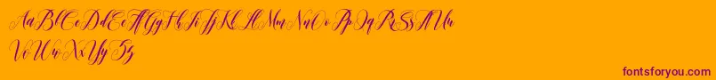 leather Font – Purple Fonts on Orange Background