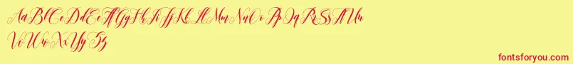 leather Font – Red Fonts on Yellow Background