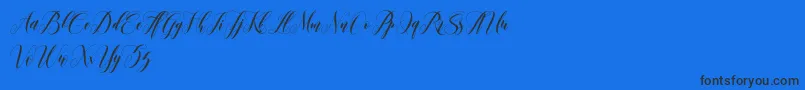 leather-Schriftart – Schwarze Schriften auf blauem Hintergrund