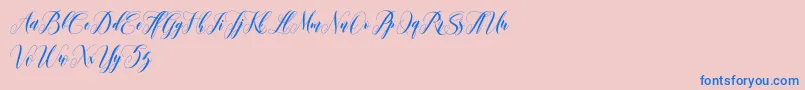 leather Font – Blue Fonts on Pink Background
