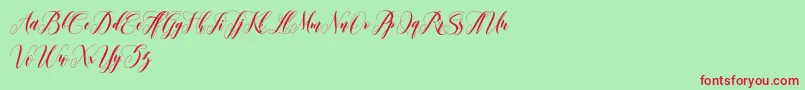leather-Schriftart – Rote Schriften auf grünem Hintergrund