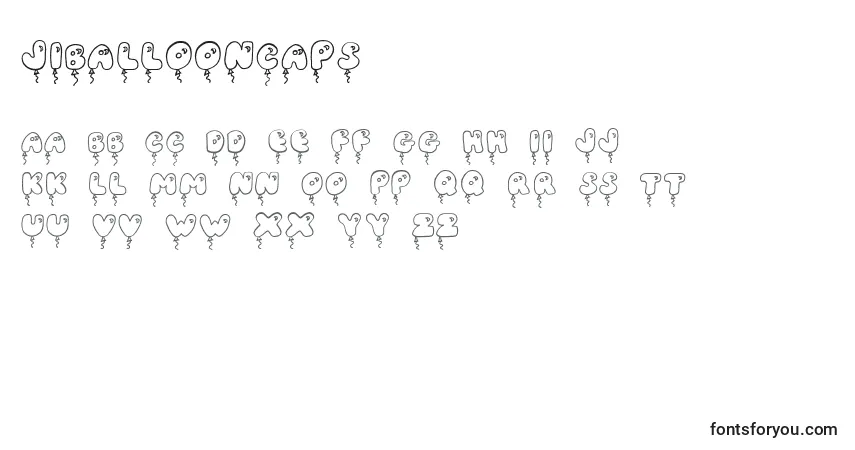 Czcionka JiBalloonCaps – alfabet, cyfry, specjalne znaki