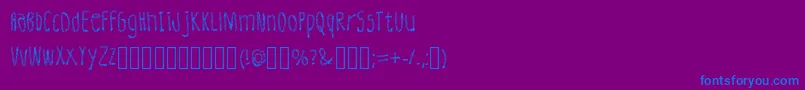 フォントLeatherFont Regular – 紫色の背景に青い文字