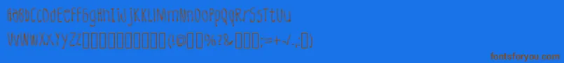 フォントLeatherFont Regular – 茶色の文字が青い背景にあります。