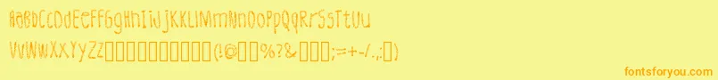 LeatherFont Regular-fontti – oranssit fontit keltaisella taustalla