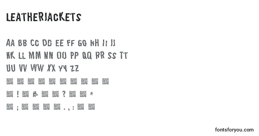 Czcionka LeatherJackets – alfabet, cyfry, specjalne znaki