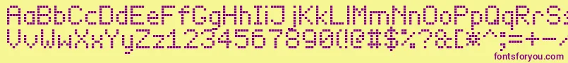 Więcej informacji o czcionce led board 7 Czcionka led board 7 – fioletowe czcionki na żółtym tle
