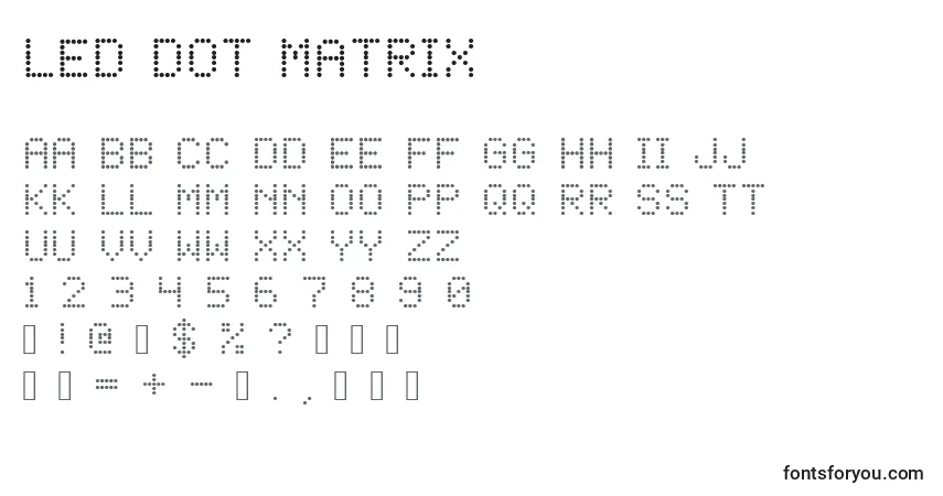 A fonte LED Dot Matrix – alfabeto, números, caracteres especiais