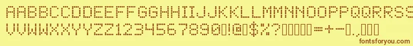 LED Dot Matrix-Schriftart – Braune Schriften auf gelbem Hintergrund