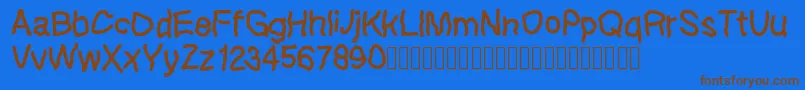Lefthandkids demo Font – Brown Fonts on Blue Background