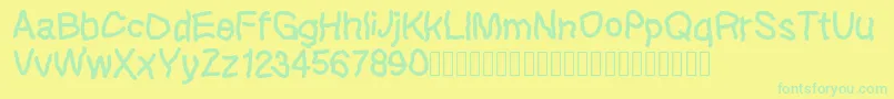Lefthandkids demo-Schriftart – Grüne Schriften auf gelbem Hintergrund