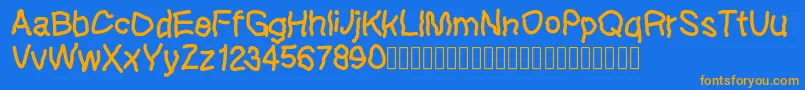 Lefthandkids demo Font – Orange Fonts on Blue Background