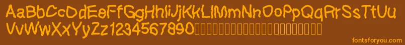 Lefthandkids demo Font – Orange Fonts on Brown Background