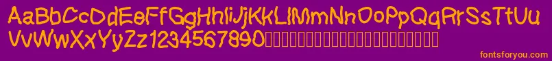 Lefthandkids demo Font – Orange Fonts on Purple Background