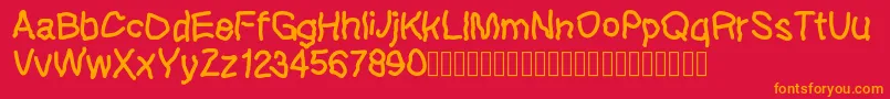 Lefthandkids demo Font – Orange Fonts on Red Background