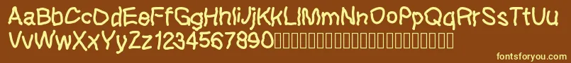 Lefthandkids demo Font – Yellow Fonts on Brown Background