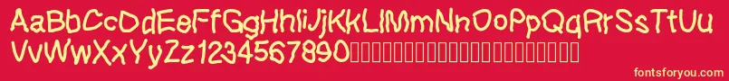 Lefthandkids demo Font – Yellow Fonts on Red Background