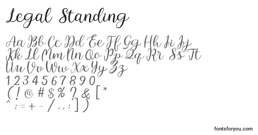 A fonte Legal Standing – alfabeto, números, caracteres especiais