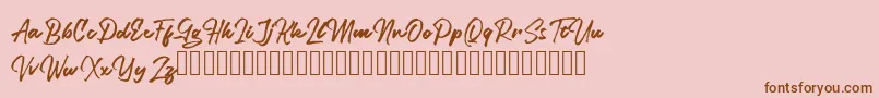 Legiante-Schriftart – Braune Schriften auf rosa Hintergrund