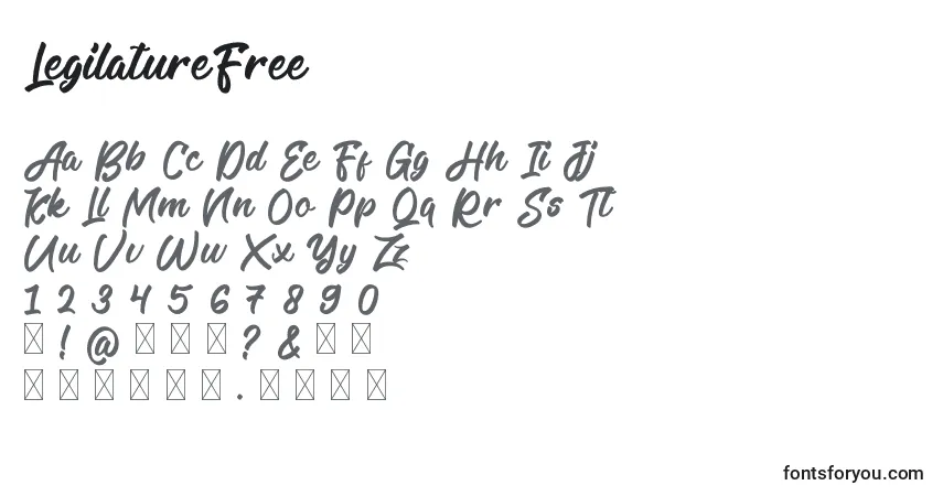 A fonte LegilatureFree – alfabeto, números, caracteres especiais