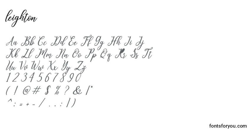 A fonte Leighton – alfabeto, números, caracteres especiais