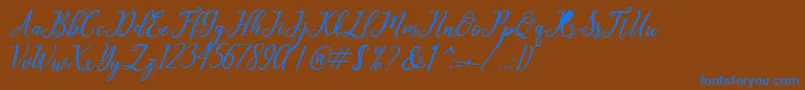 leighton Font – Blue Fonts on Brown Background