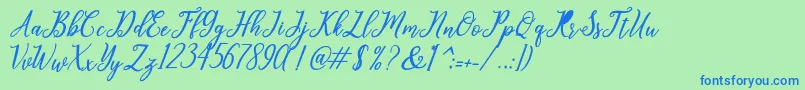 leighton Font – Blue Fonts on Green Background