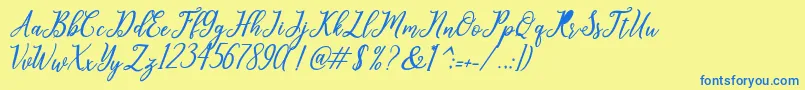 leighton Font – Blue Fonts on Yellow Background